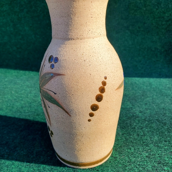 Mexican Pottery GF Tonala Vase Marked Lovely Design Bird & Flowers 8in No Chips - Picture 4 of 12